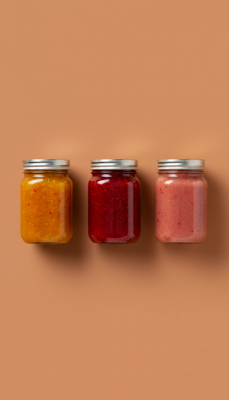 Red pepper jelly glass jar